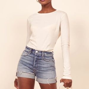 NWOT Reformation White Long Sleeve Shirt